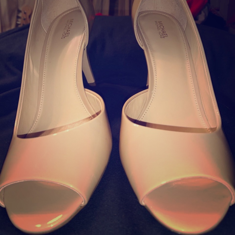 Light Beige Michael Kors Open Toe Pumps